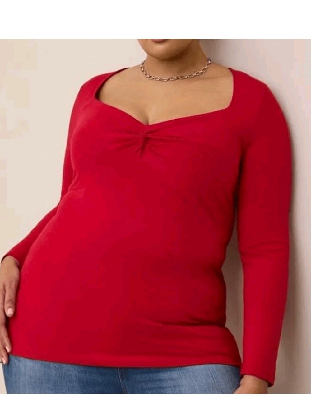 Torrid 1 Red Long Sleeve Twist Front Top CX-3867